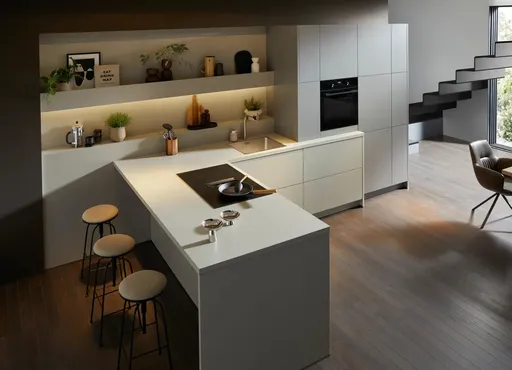 Contur moderne L-Küche Kieselgrau 